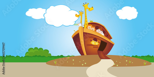 Noahs Ark on dry land with open door