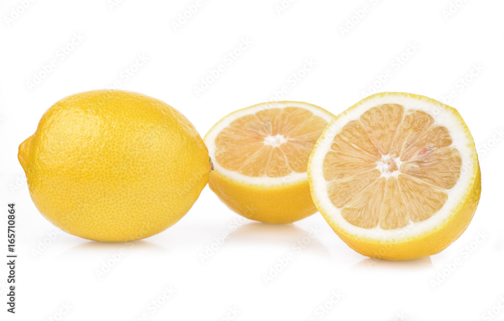 Fresh lemon with half isolated on white background Fresh lemon with half isolated on white background
