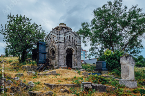 An old family-owned mausoleum, a crypt on an abandoned Jewish cemetery