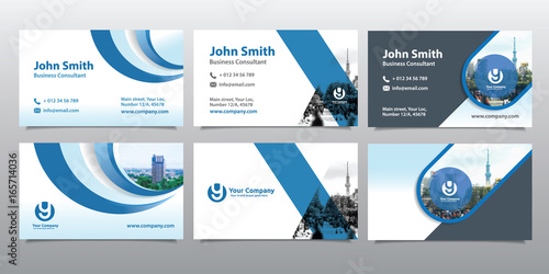 City Background Business Card Design Template Set. Can be adapt to Brochure, Annual Report, Magazine,Poster, Corporate Presentation, Portfolio, Flyer, Website photo