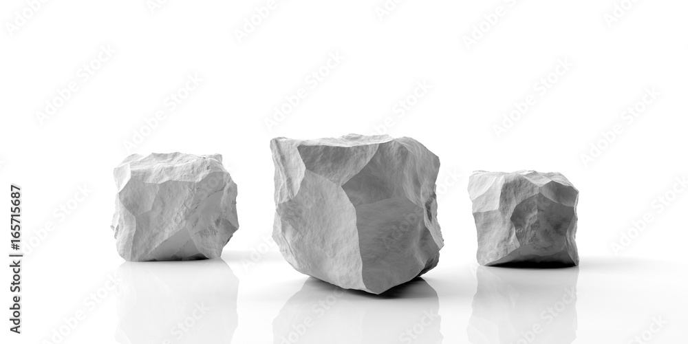Marble stone podium on white background. 3d illustration