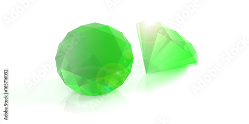 Emeralds on white background. 3d illustration