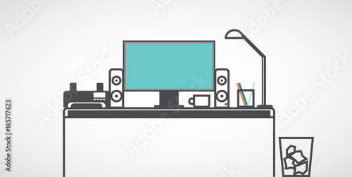 Desktop Computer, designer workplace, flat .