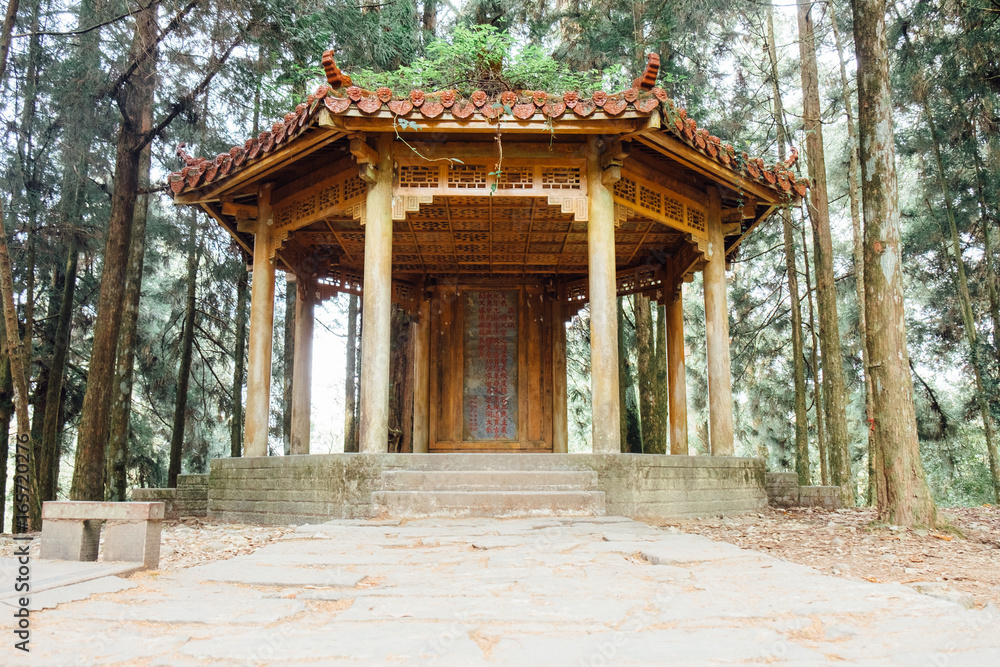 Traditional Chinese style pavilion in forrest Traditional Chinese style pavilion in forrest