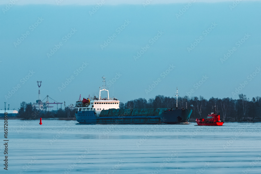 Fototapeta premium Blue bulk carrier
