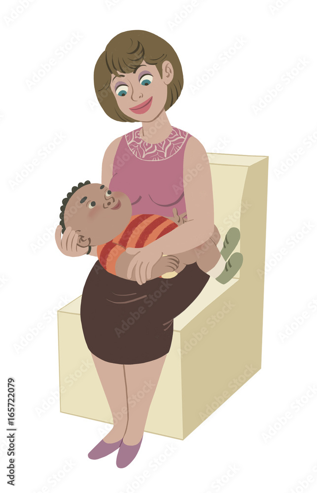 Black lady with a baby