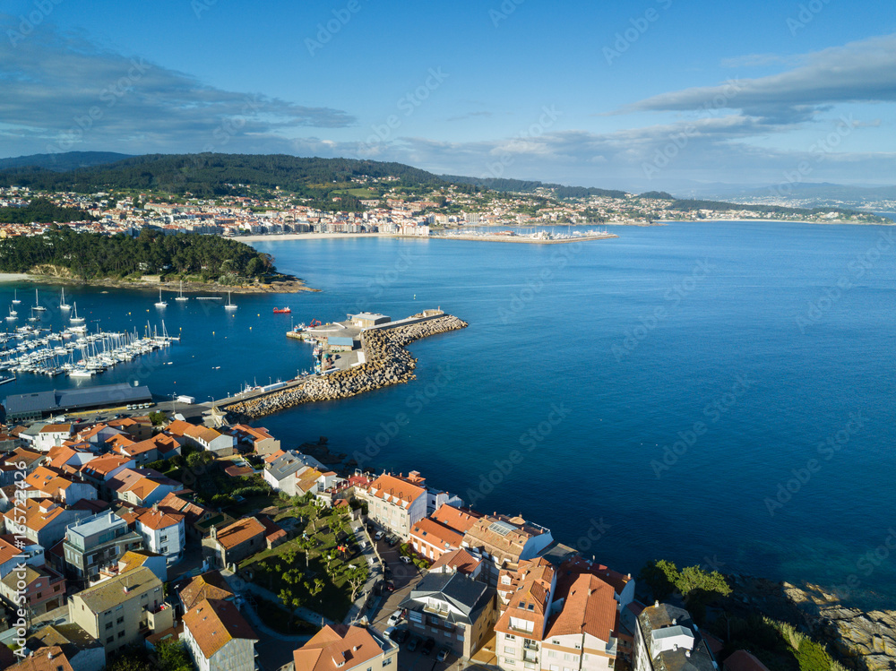 Aerial view of Portonovo harbor, Galicia