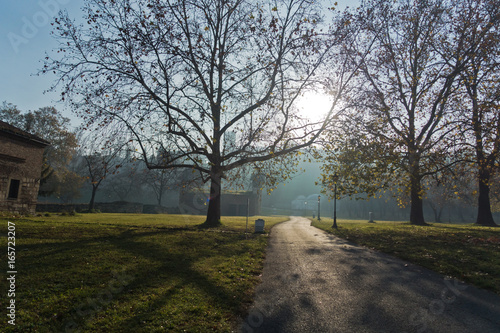 Kalemegdan park on a sunny autumn morning in Belgrade  Serbia
