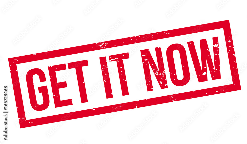 Get It Now rubber stamp. Grunge design with dust scratches. Effects can ...