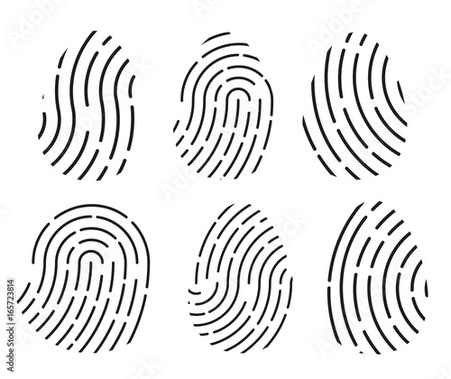 Fingerprint icons set isolated on white background. Vector illustration.