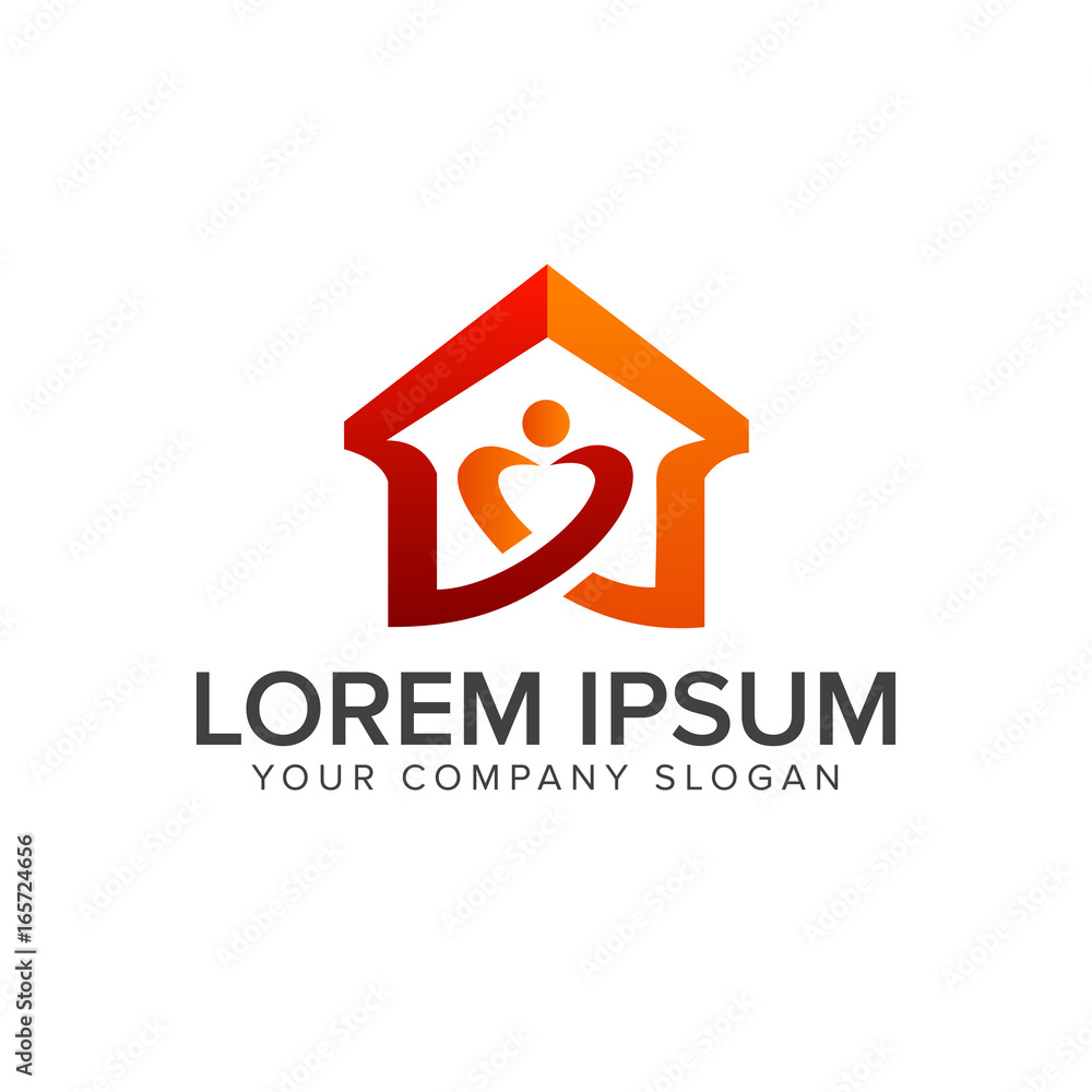 home love logo. real estate logo. design concept template home love logo. real estate logo. design concept template