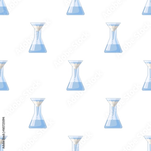 Filtration of water solution in a conical flask icon in cartoon style isolated on white background. Water filtration system symbol stock vector illustration.