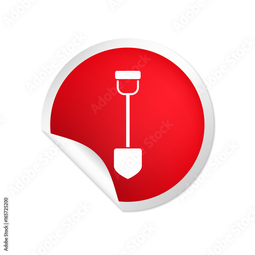 runder Sticker rot Schaufel
