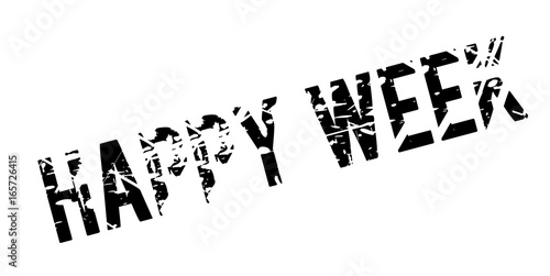 Happy Week rubber stamp. Grunge design with dust scratches. Effects can be easily removed for a clean, crisp look. Color is easily changed.