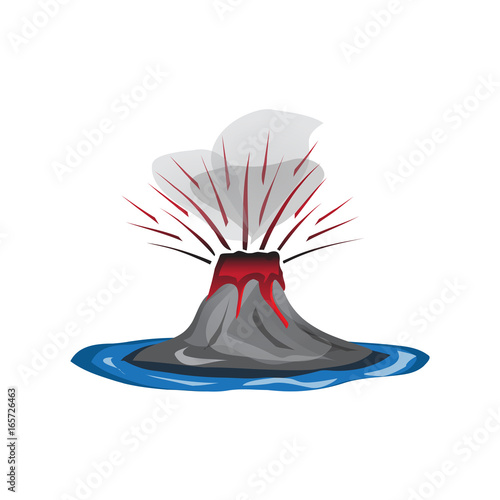 lava come out of mountain, illustration design, isolated on white background.