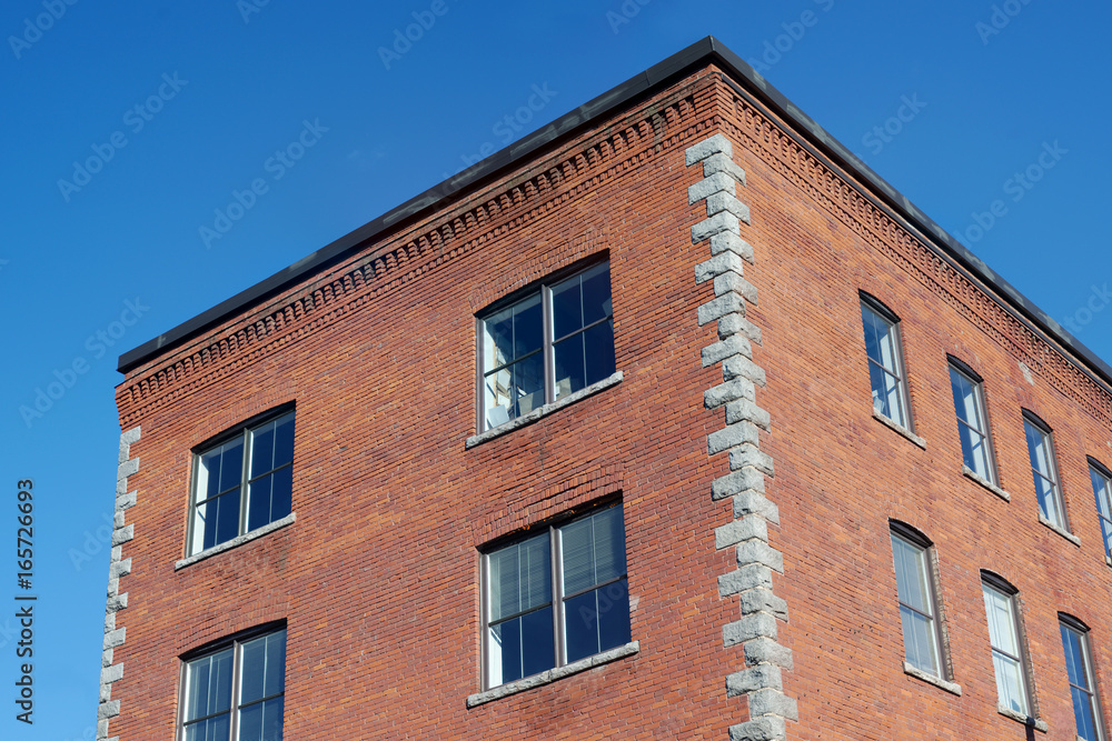 red brick building corner architecture old office business Stock Photo