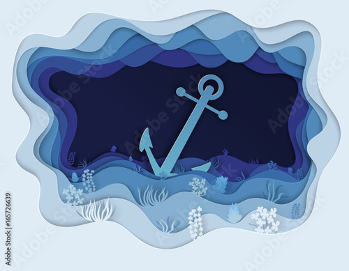  illustration of sea bottom and anchor boat