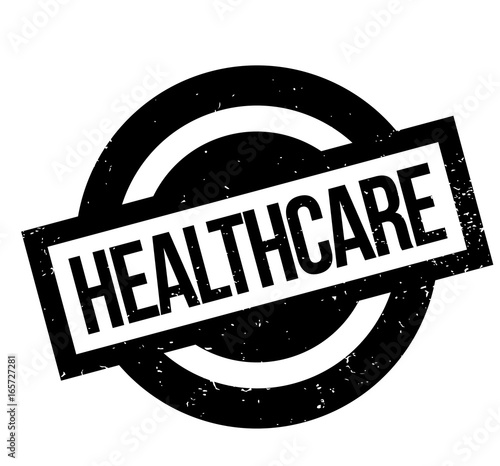 Healthcare rubber stamp. Grunge design with dust scratches. Effects can be easily removed for a clean, crisp look. Color is easily changed.