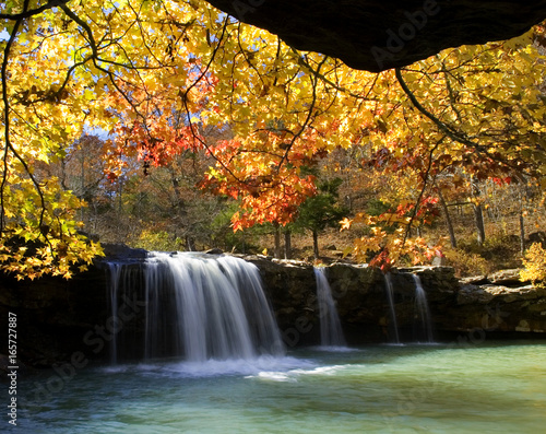 Autumn surrounds Falling Water Falls with fall colors  Ozark National Forest  Arkansas