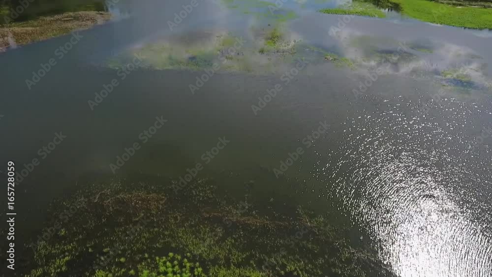 Russian nature aerial view. Flying over the summer lake. HD aerial slowmotion Russian nature aerial view. Flying over the summer lake. HD aerial slowmotion