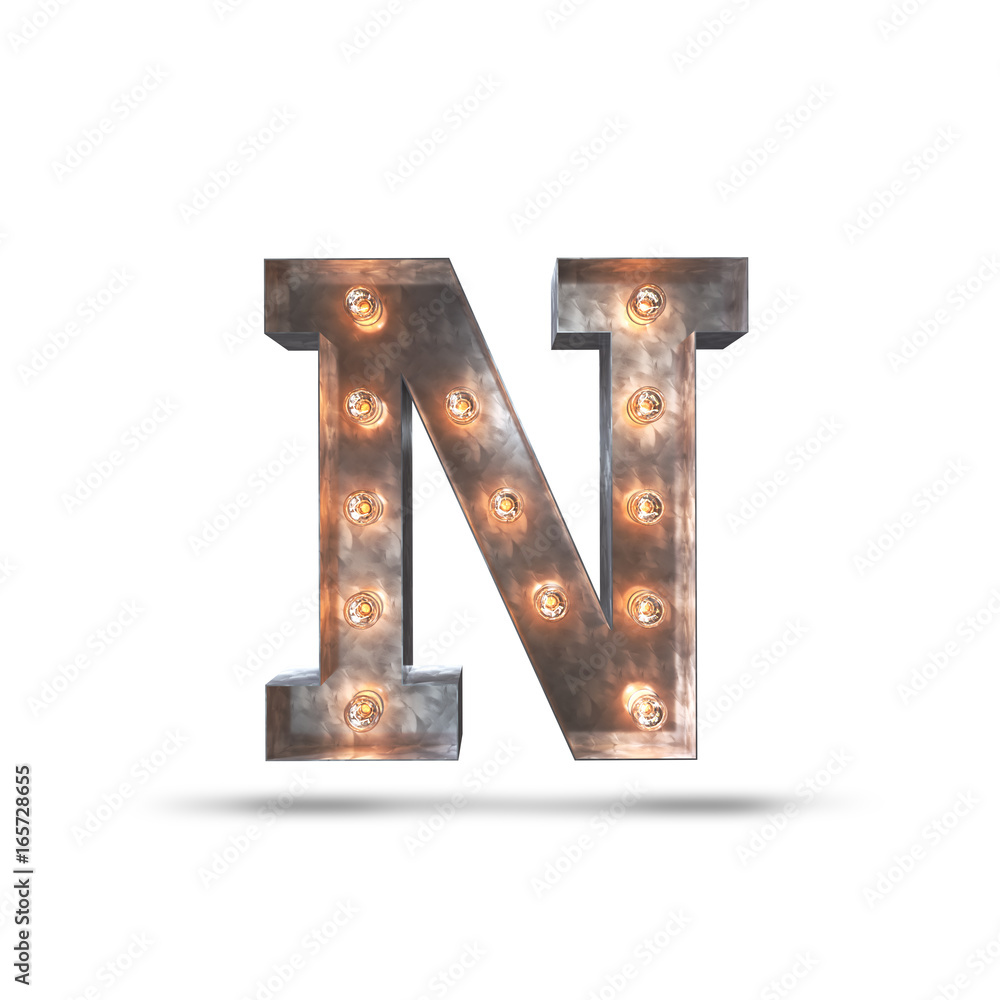 N METAL LETTER WITH LIGHT BULBS 