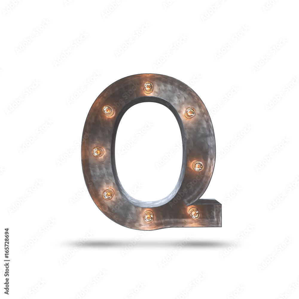 q METAL LETTER WITH LIGHT BULBS q METAL LETTER WITH LIGHT BULBS