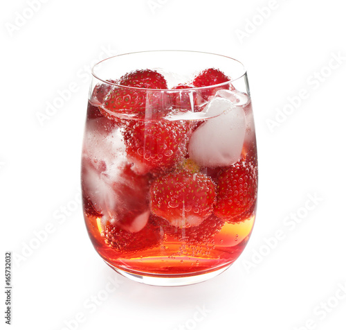 Wallpaper Mural Glass of tasty strawberry lemonade on white background Torontodigital.ca