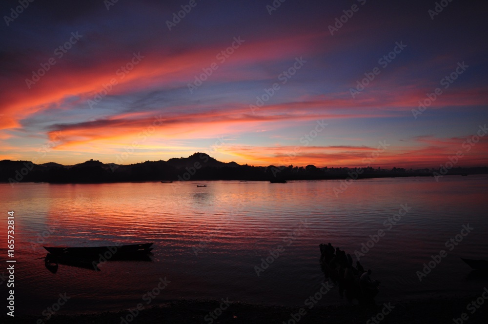 Pink sunrise in Myanmar