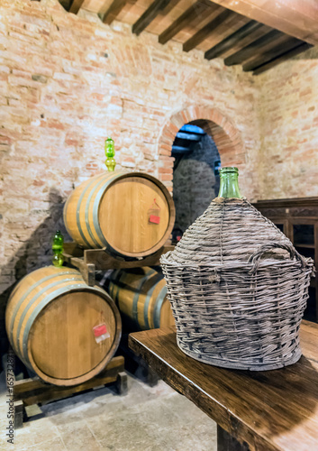 The barrel cellar of Montepulciano red wine