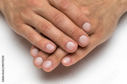 Manicure on male hands, man's hands
