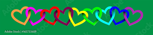 Herz Girlande, Herz Hintergrund in grün,
Valentinstag 14. Februar, Hochzeit, Muttertag,
Vektor Illustration