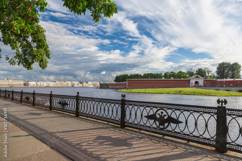 Quay of the Kronverkskaya channel with two-headed eagles photo