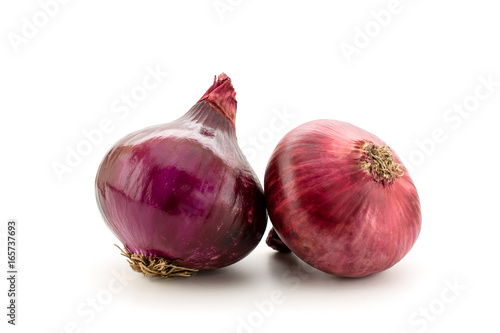 Two heads of red onion isolated