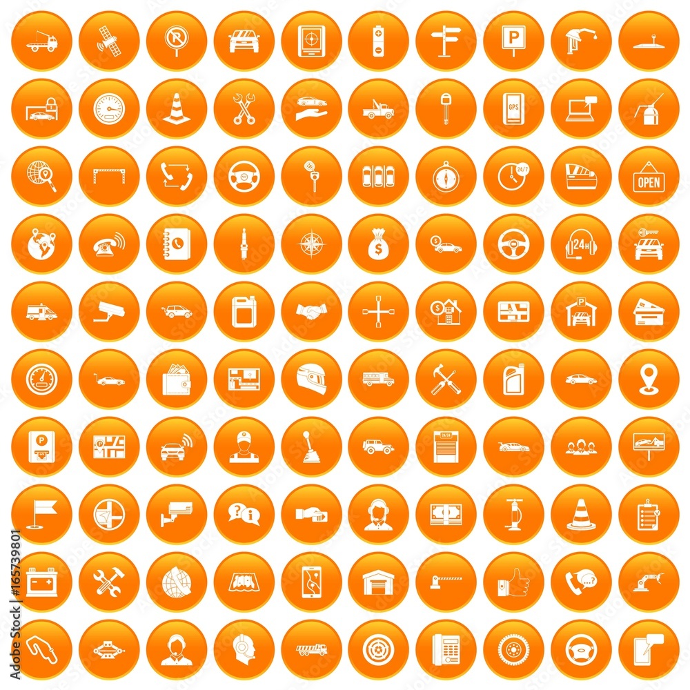 100 auto service center icons set orange 100 auto service center icons set orange