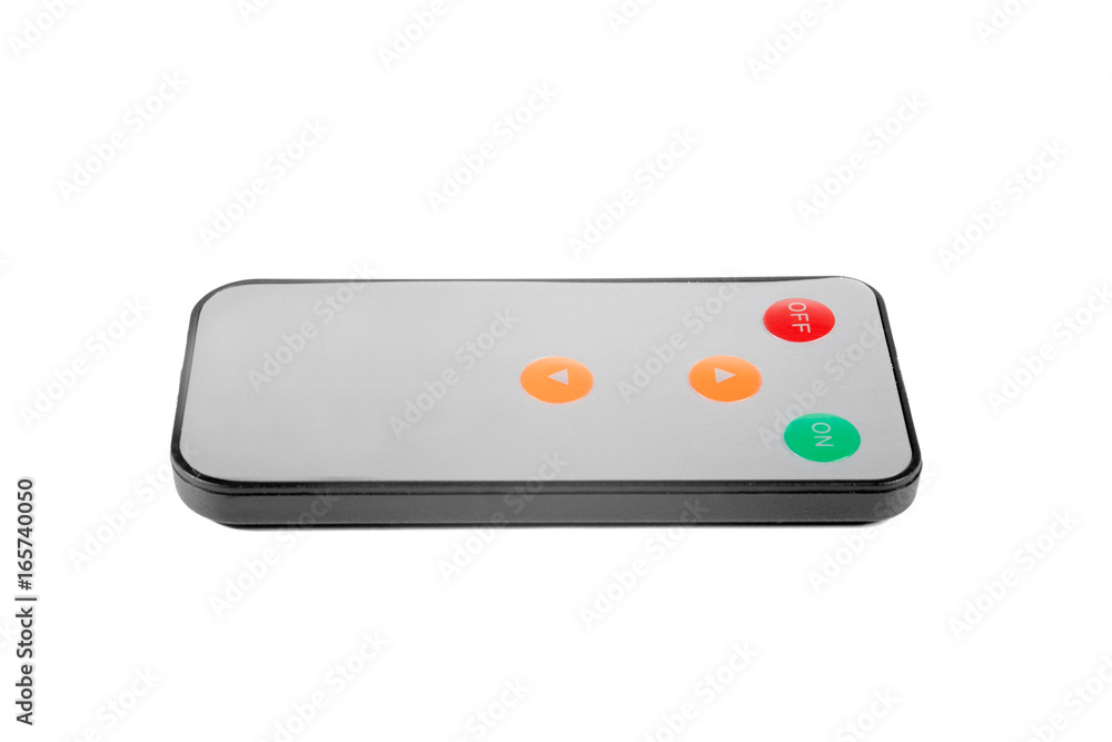 side view of small remote control 4 buttons isolated on white background side view of small remote control 4 buttons isolated on white background