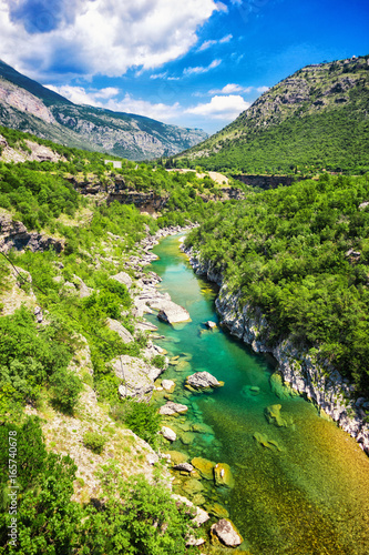 top view of mountain river and canyon. the Tara river canyon, Durmitor national Park, Montenegro