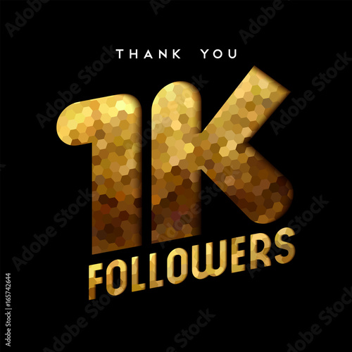 1k gold internet follower number thank you card