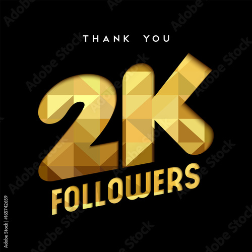 2k gold internet follower number thank you card