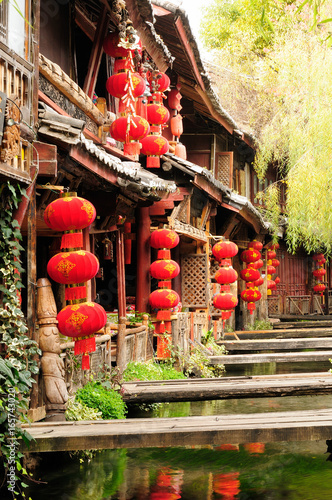 Принти на полотні Lijiang old city Wooden architecture detail China