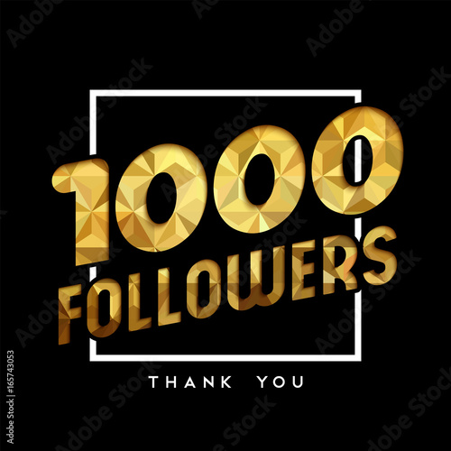 1k gold internet follower number thank you card