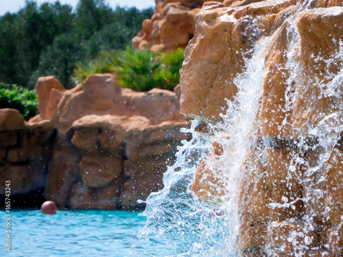 artificial waterfalls at the resort