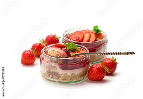 Wallpaper Mural Mini  strawberry cheesecake in a glass pot isolated on white background Torontodigital.ca