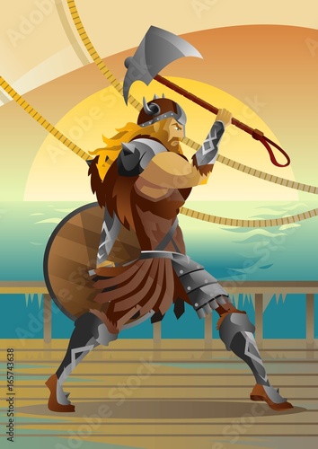 viking sailor on sea ship
