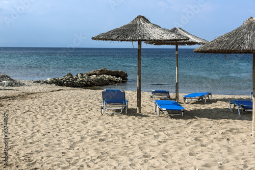 Panoramic view of Blue Dolphin Beach at Sithonia peninsula  Chalkidiki  Central Macedonia  Greece