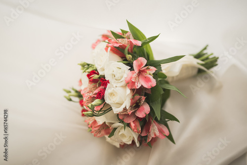 Wonderful luxury wedding bouquet of different flowers