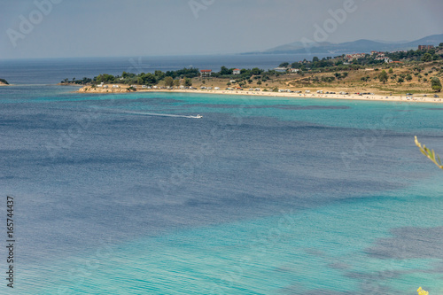 Panoramic view of Agios Ioannis Beach at Sithonia peninsula, Chalkidiki, Central Macedonia, Greece