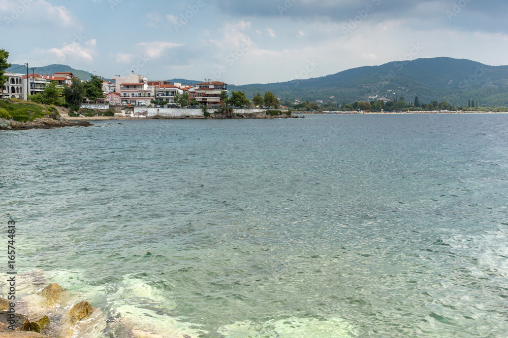 Panoramic view of town of Neos Marmaras at Sithonia peninsula, Chalkidiki, Central Macedonia, Greece