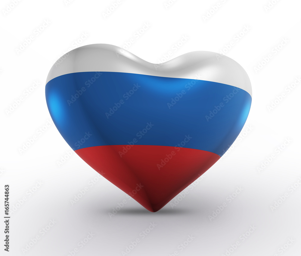 Russian Flag, Russia Colors, Heart, Love (3D Render) Russian Flag, Russia Colors, Heart, Love (3D Render)