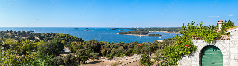Panorama of the islands taken from city of Vrsar sightseeing spot