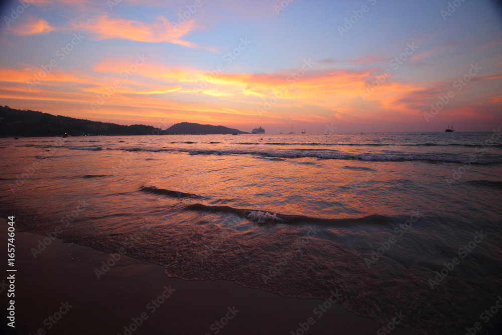 sunset on patong beach
